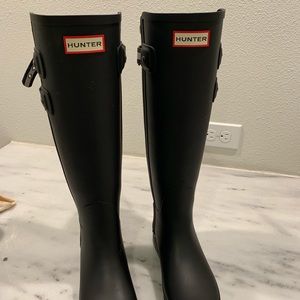 Hunter refined original strap rain boot black